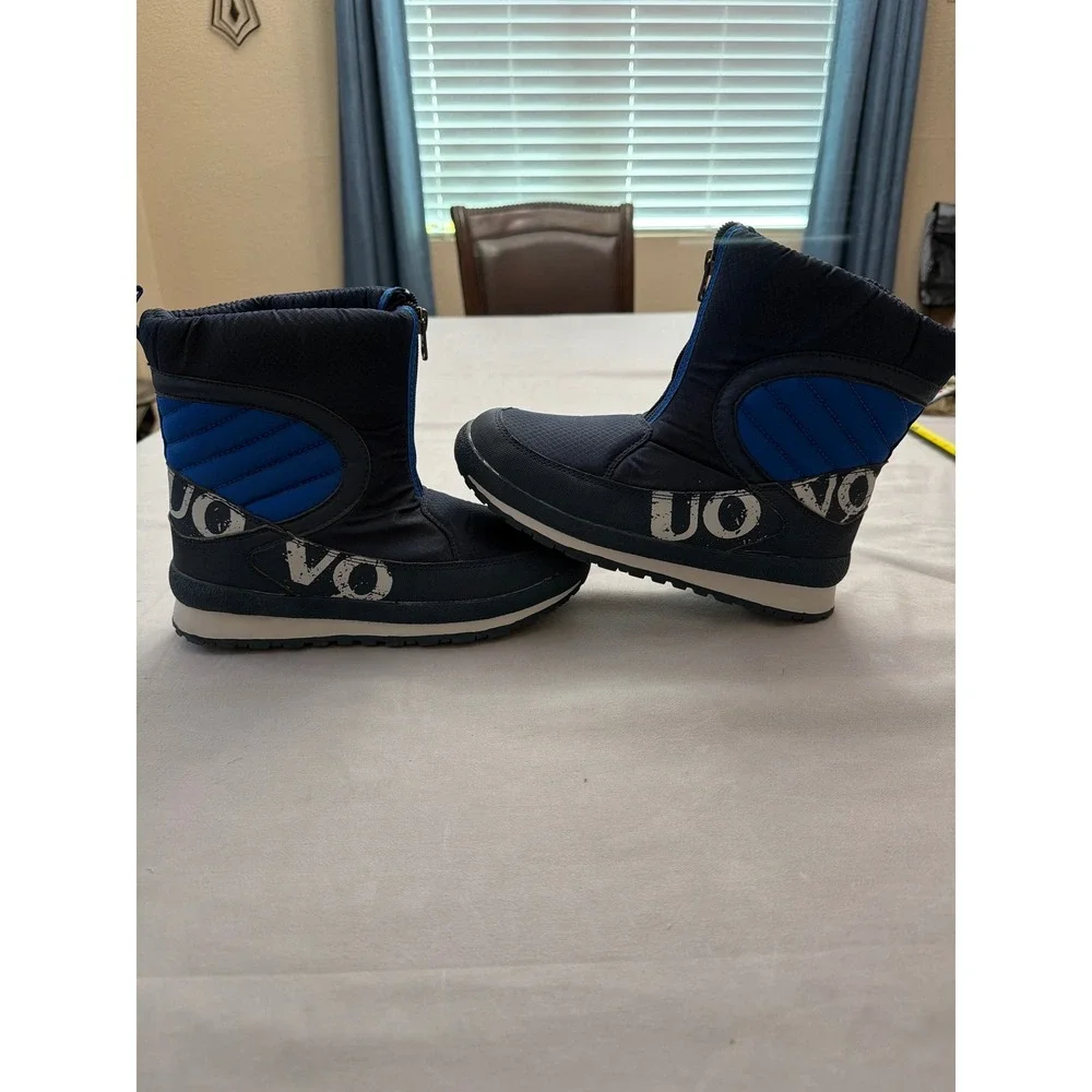 UOVO Boys Navy Blue Winter Snow Boots Front Zip Fleece Lined S161031Z1F Size 4.5
